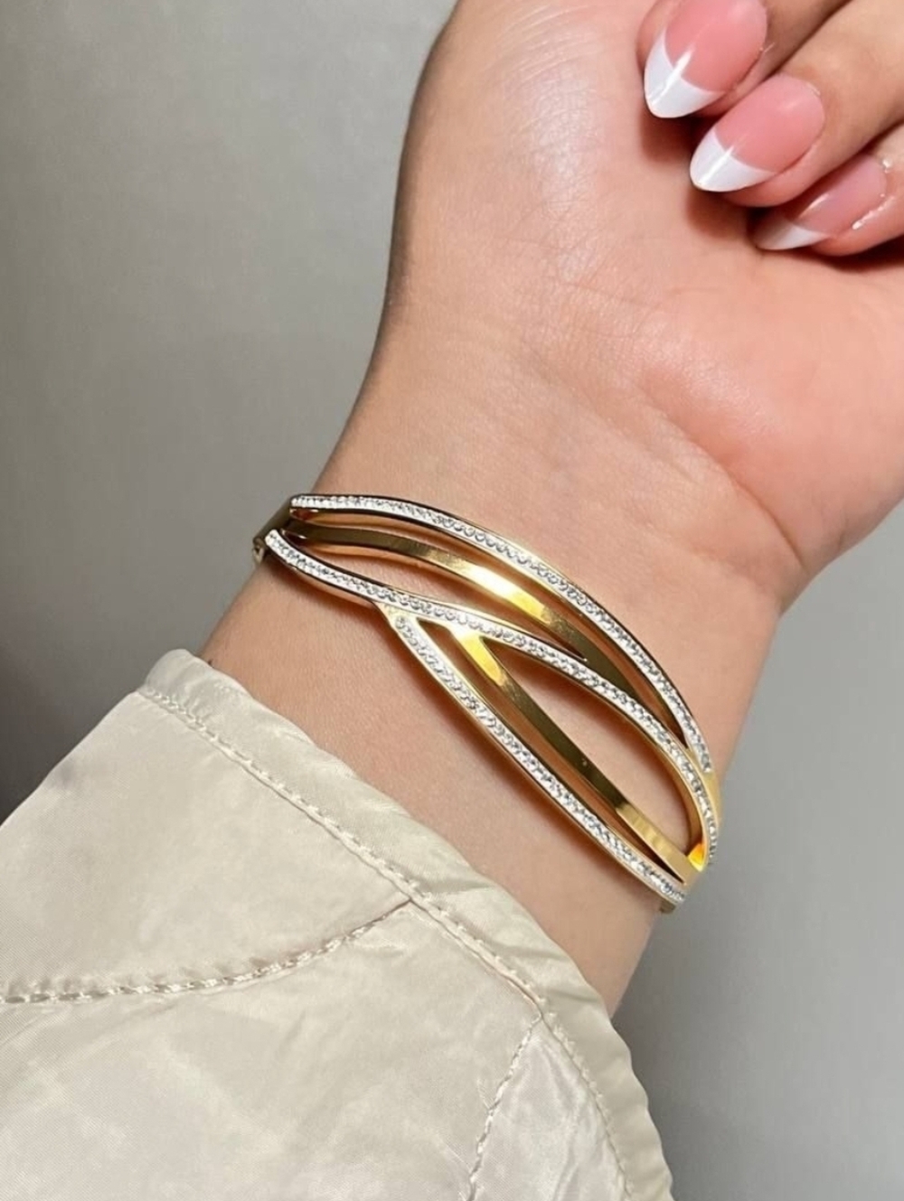 14k Gold Filled Multi-Row Crystal Bangle Bracelet